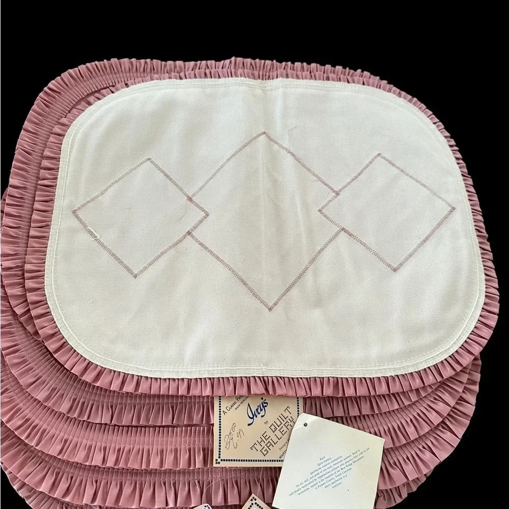 NWT Vintage Set of 6 Pink Mauve Quilted Kitchen Placemats Country‎ Farmhouse New